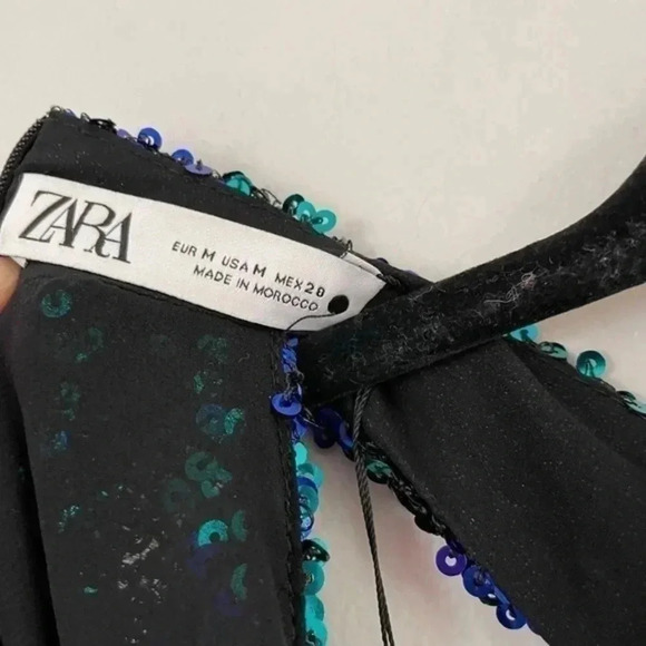 ZARA MULTICOLOR SEQUINED HALTER NECK DRESS medium 9205/102 - Picture 12 of 12